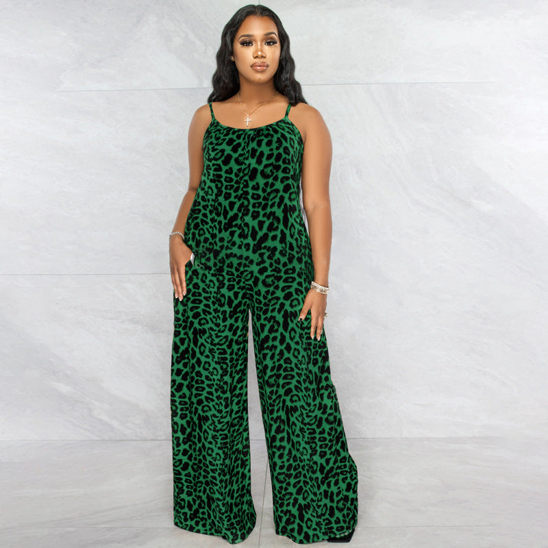 Leopard Print Strap Jumpsuit