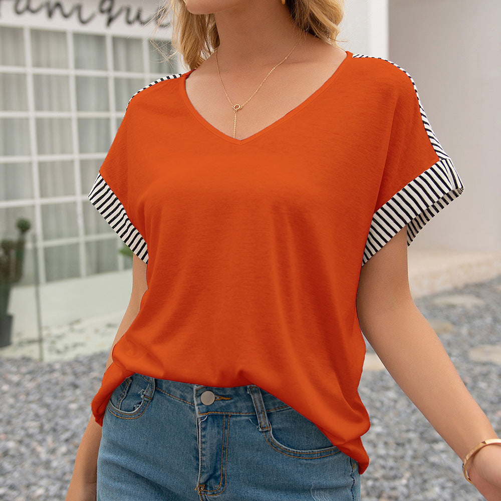 Striped Short Sleeve Loose T shirt