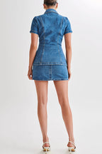 Denim Button Skirt Sets
