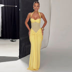 Sheer Halter Top Tied Dress