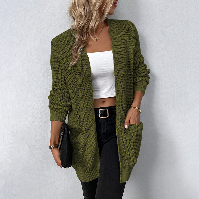 Knitted Pocket Cardigan Coat