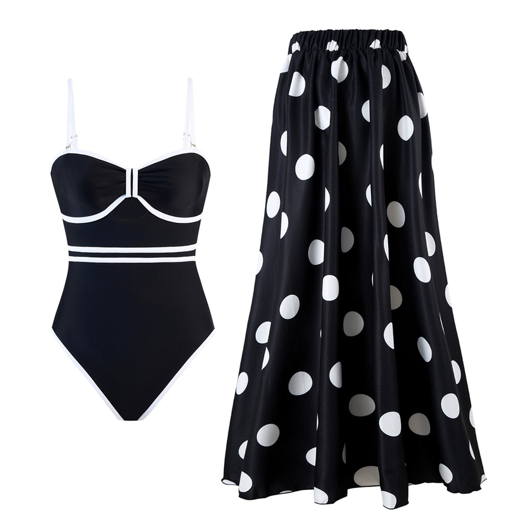 One Piece Swimsuit & Cover Skirt Set