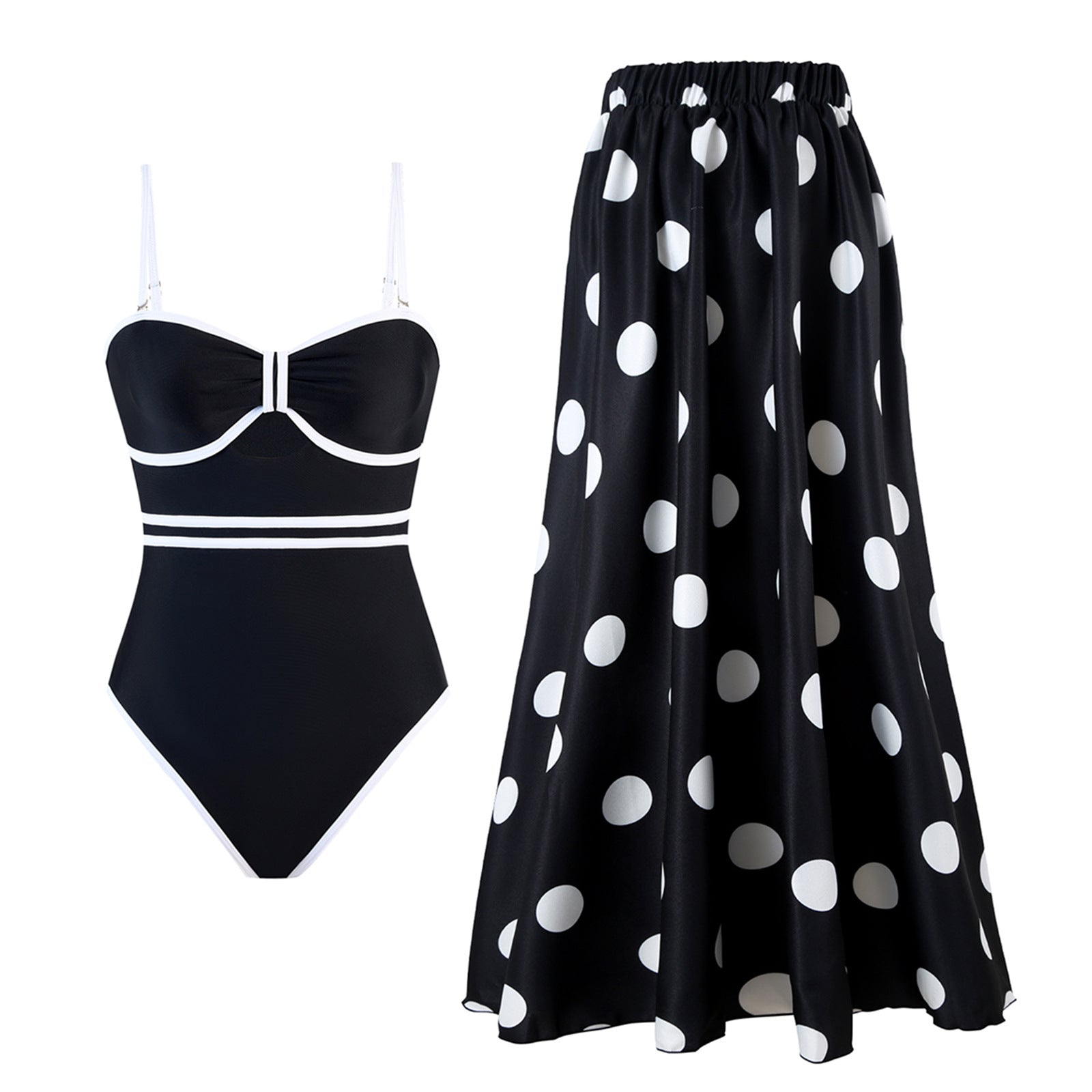 One Piece Swimsuit & Cover Skirt Set