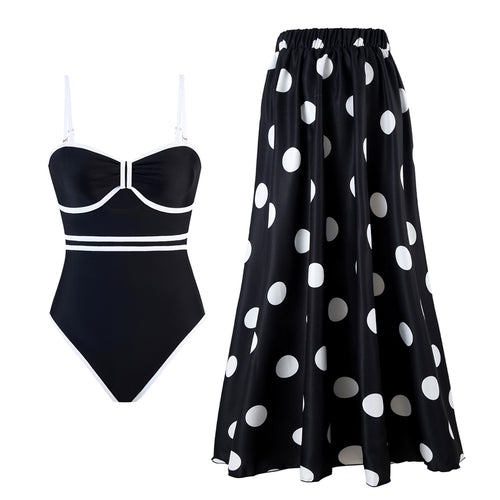 One Piece Swimsuit & Cover Skirt Set