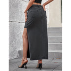 Slit Denim Skirt