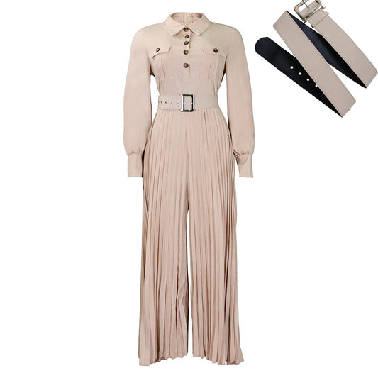 Loose Pleated Wide Leg Jumpsuit