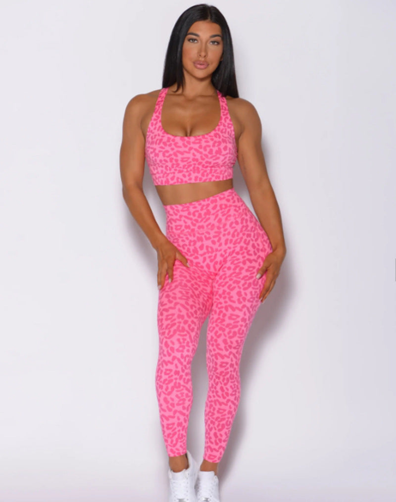 Leopard Print Skinny Fitness Yoga Suit