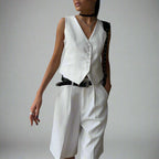 Single Breasted Vest & Straight Shorts Set
