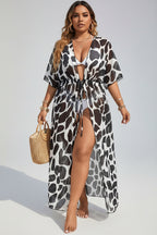 Curve Loose Batwing Leopard Print Beach Cover Up Dress