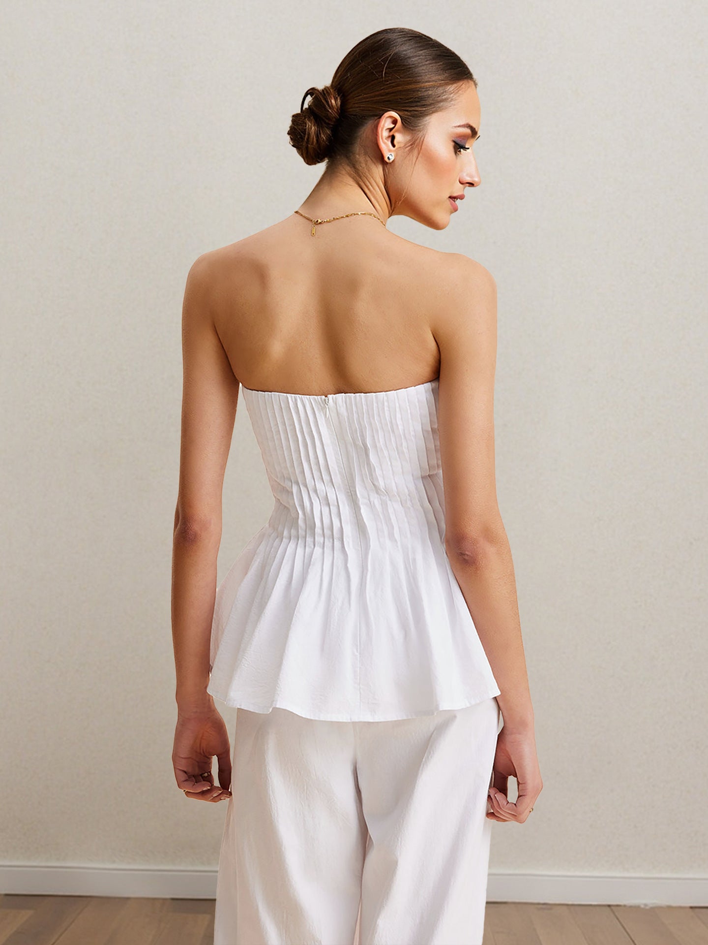 Professional White Casual off the Shoulder Trousers Set