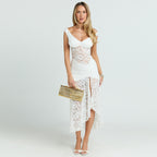 Short Sleeve Slimming Split Lace Dress