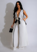 Camellia Bow Vest Wide Leg Pants Set