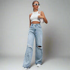 Wide Leg Ripped Jeans