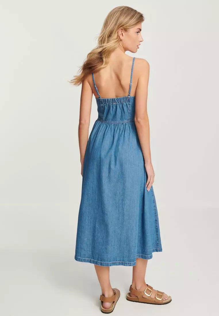 Spring Spaghetti Strap Denim Dress