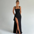 Evening Backless High Slit Black Dress