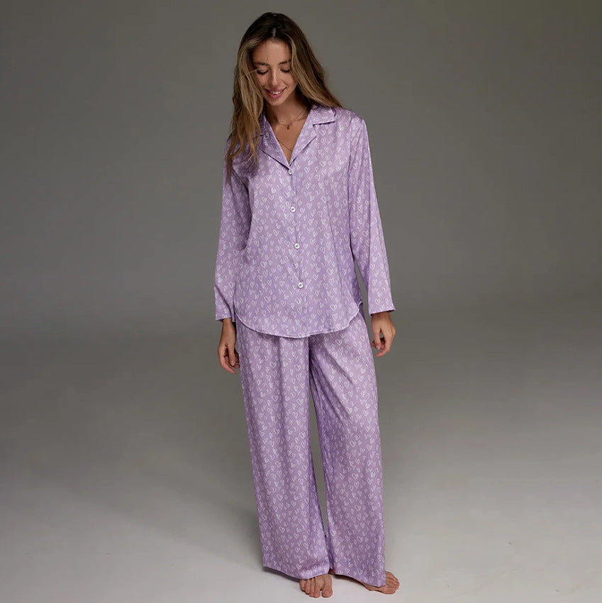 Heart Printing Two Piece Pajamas Set