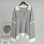 Black Striped Polo Sweater