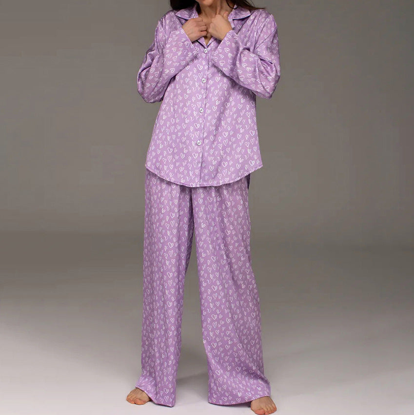 Heart Printing Two Piece Pajamas Set