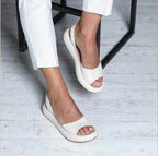 Flat Low Heel Peep Tab Sandals