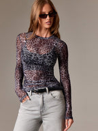 Round Neck Leopard Print T-Shirt