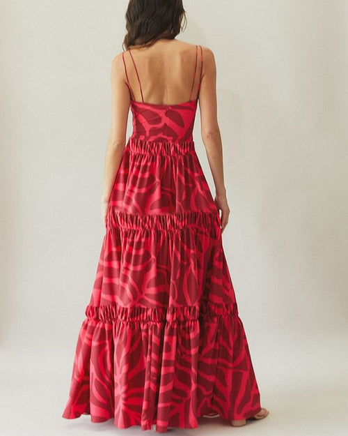 Red Hawaiian Vacation Beachwear Set
