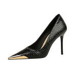 Retro Cocktail Snake Stiletto Heels
