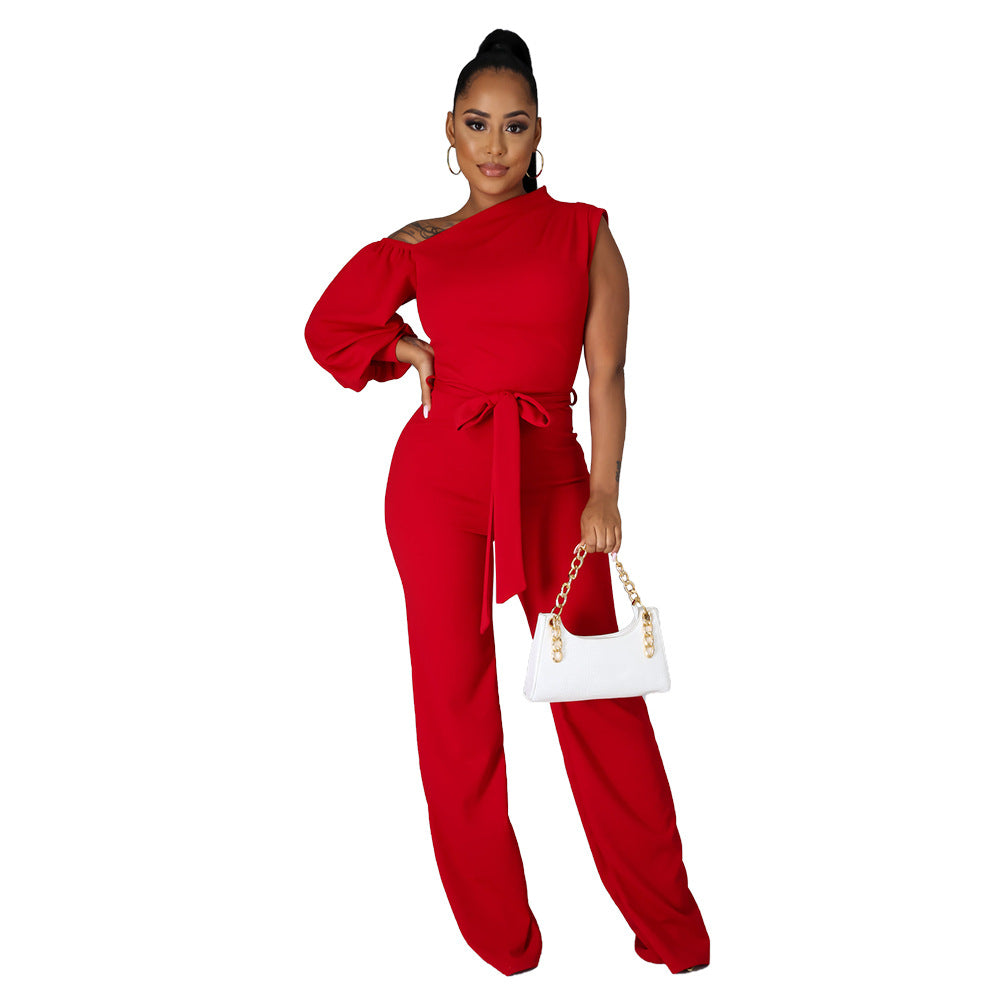 One-Shoulder Wide Leg Jumpsuit