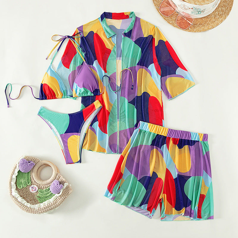 Four Piece Chiffon Bikini Set