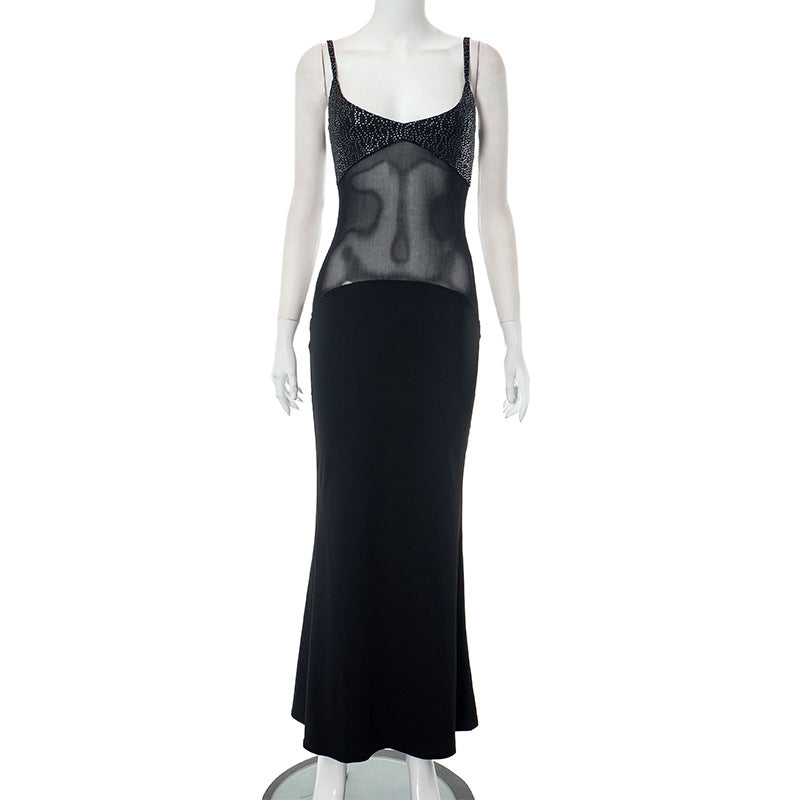 Black Sheer Style Slim Fit Maxi Dress