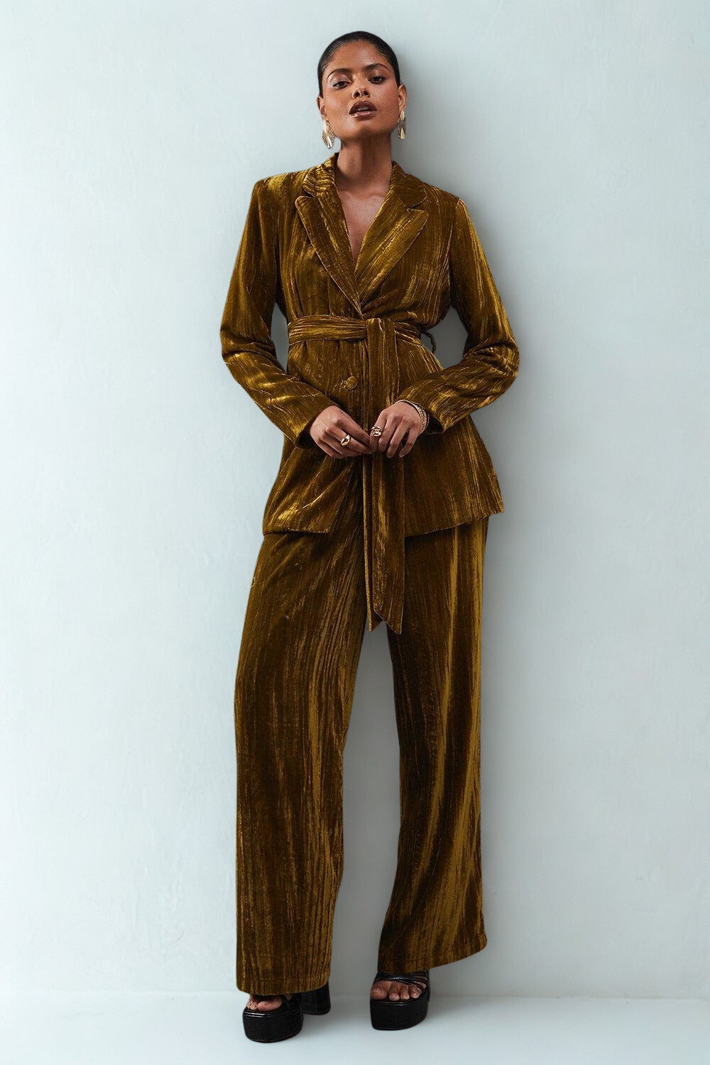 Pleated Velvet Two Piece Sets