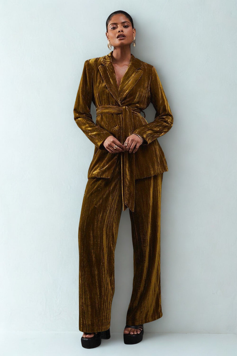 Pleated Velvet Two Piece Sets
