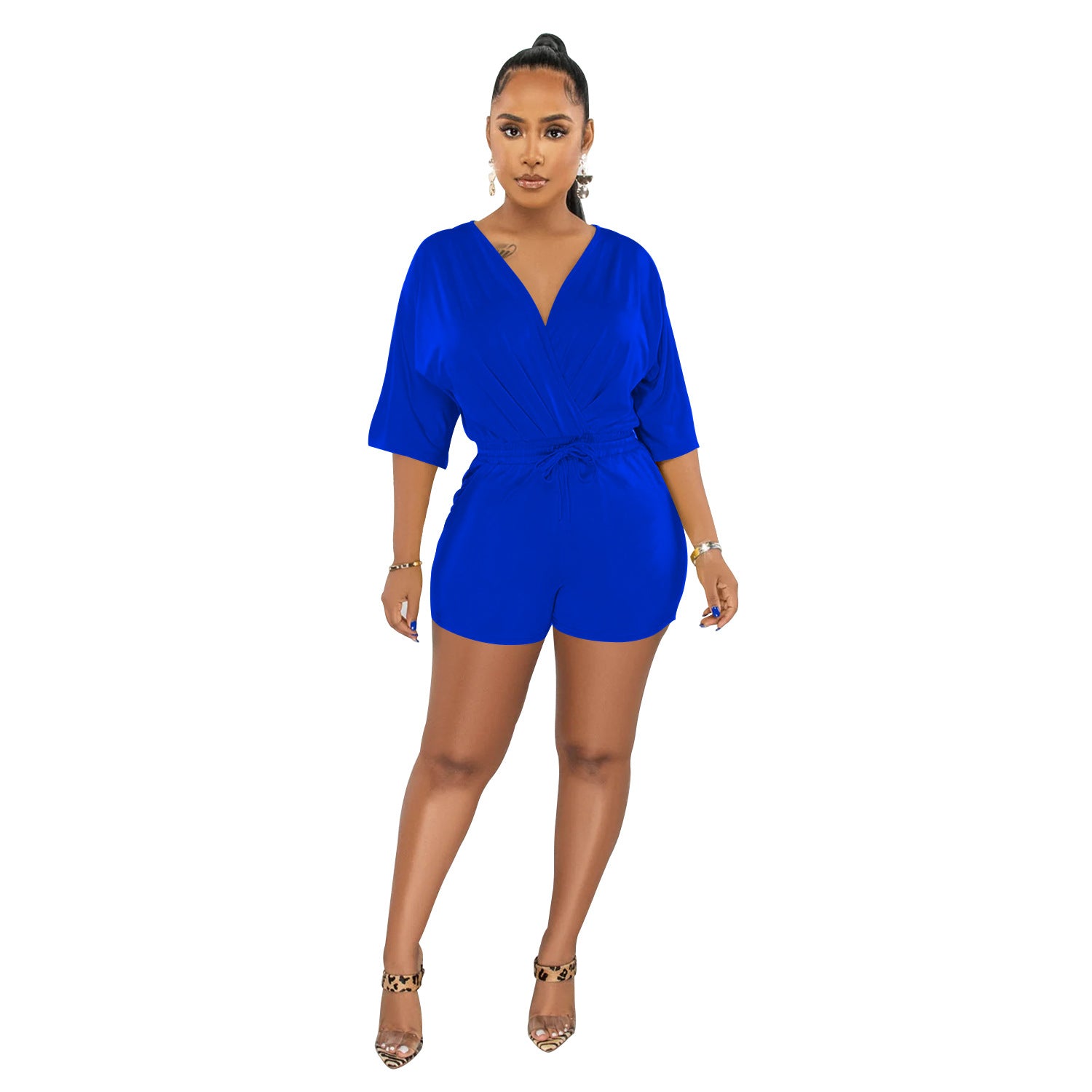 Half Sleeves Shorts Jumpsuit