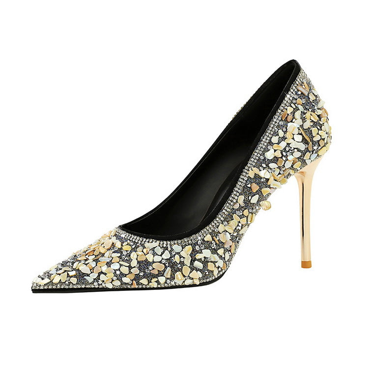 French Rhinestone Wedding Heels Shoes