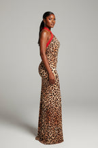 Leopard Print Halter Maxi Dress – Backless Bodycon