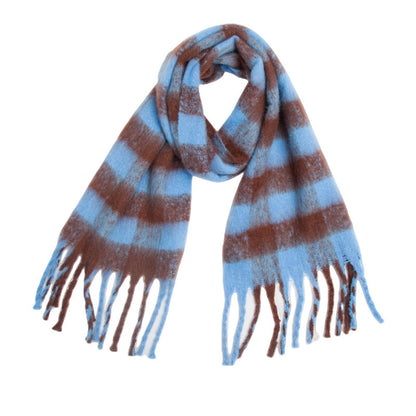 Thickened Plaid Thick Tassel Scarf