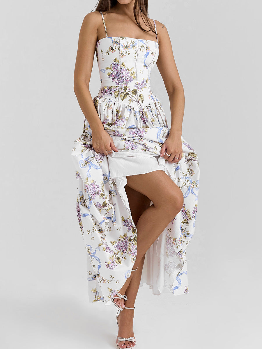 Backless Floral Maxi Dress