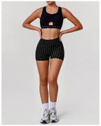 Polka Dot Cutout Crop & High-Waist Shorts Active Set