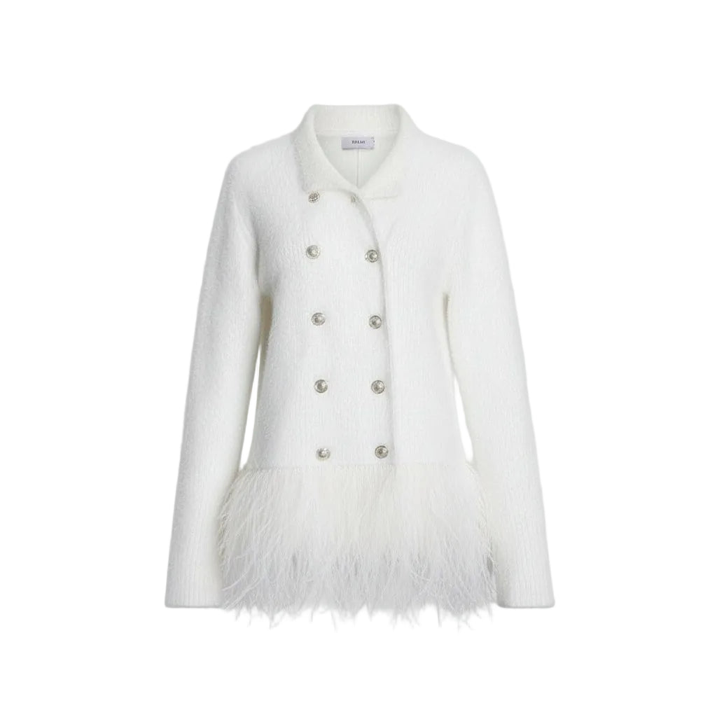 Classic Ostrich Feather Double Breasted Straight Coat