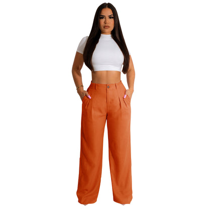 Women Clothing Linen Cotton Casual Pants Breathable Straight Leg Pants Cotton Linen Trousers Summer