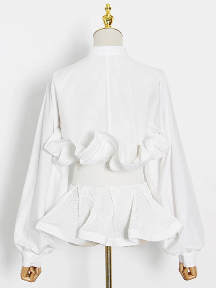 Tunic Spliced Ruffle Blouse