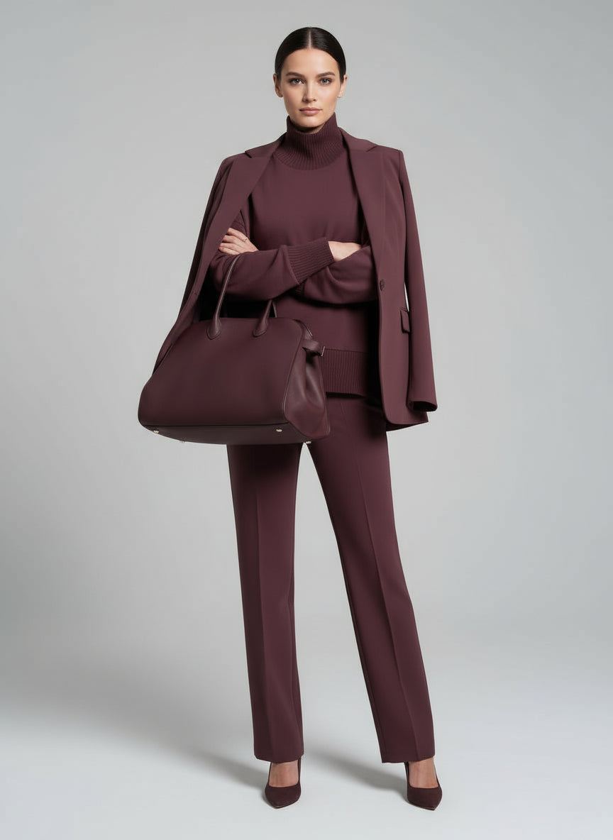 Bordeaux Turtleneck Trouser Set