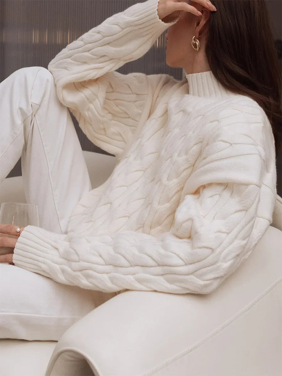 Bluebelle Cable Knit Turtleneck Sweater