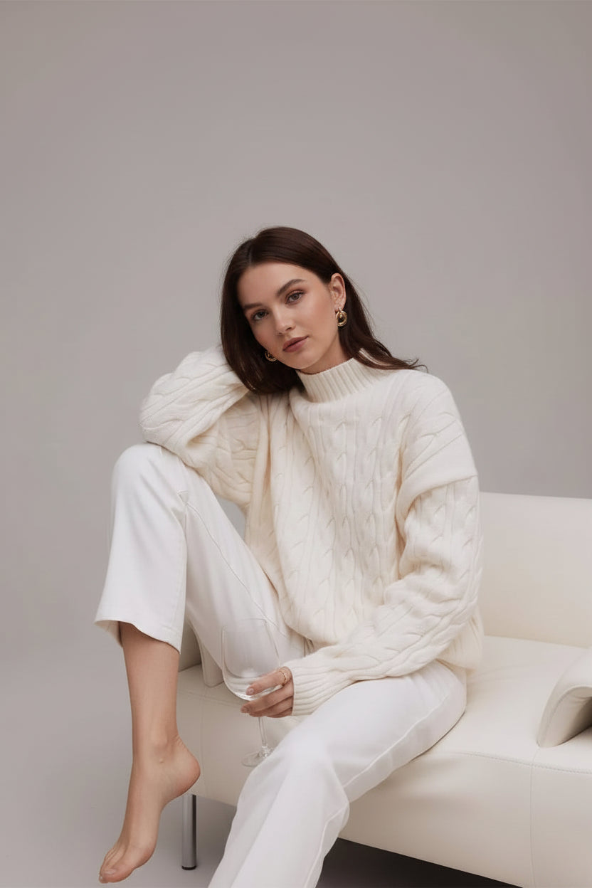 Bluebelle Cable Knit Turtleneck Sweater