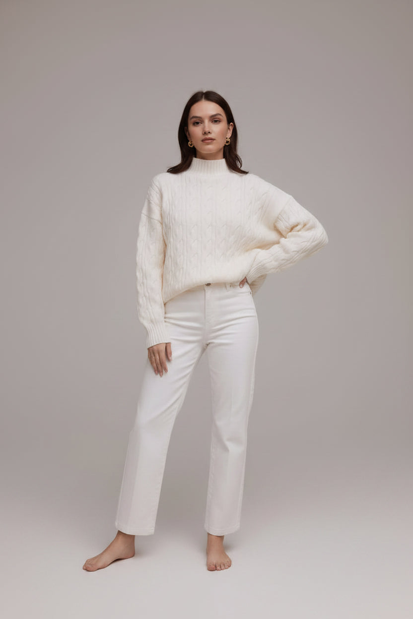 Bluebelle Cable Knit Turtleneck Sweater