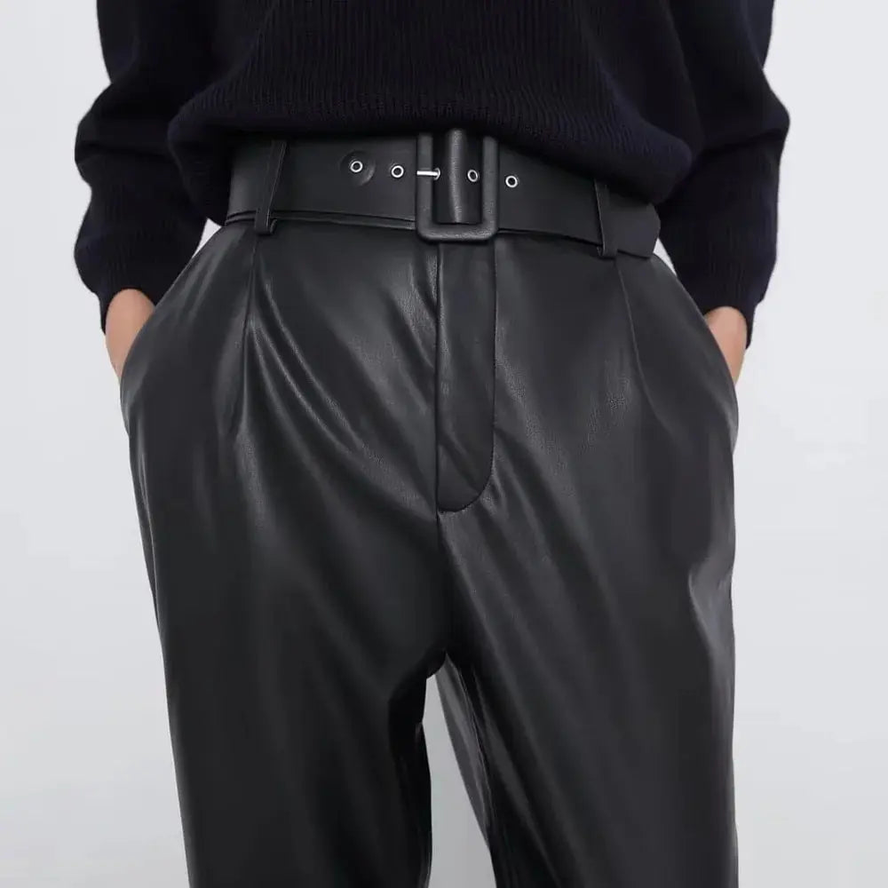 Classic Fashion Built-in Faux Leather Pants