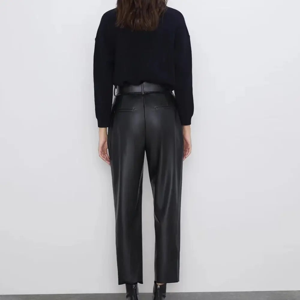 Classic Fashion Built-in Faux Leather Pants