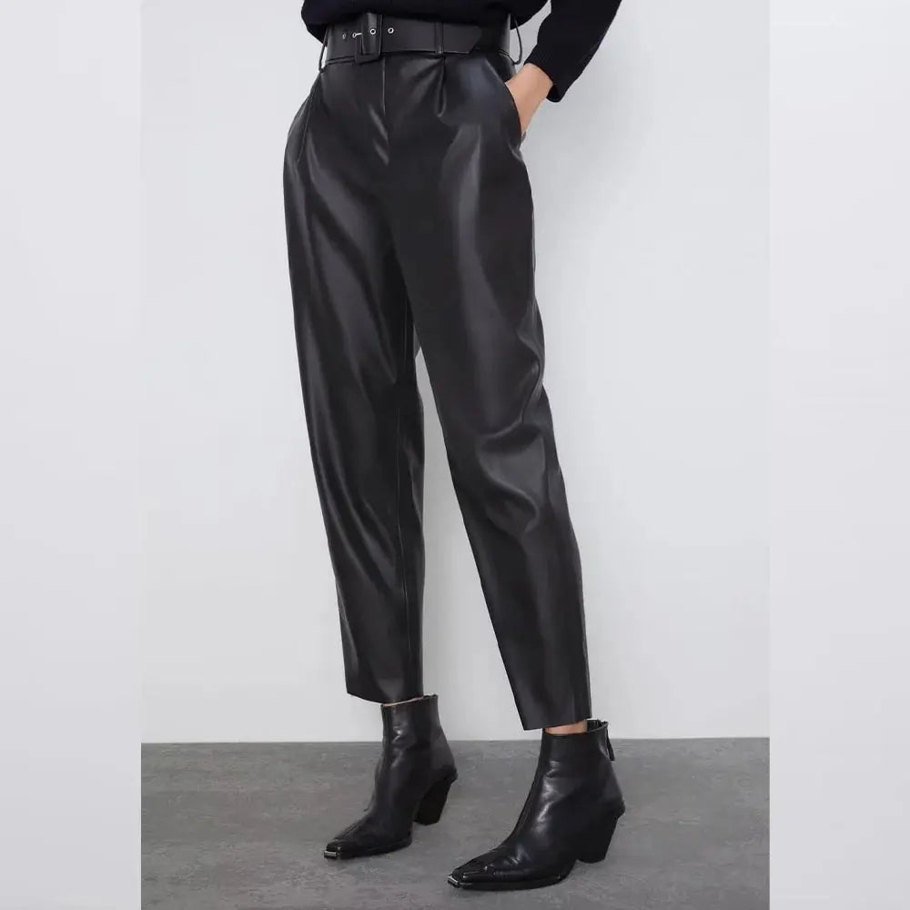Classic Fashion Built-in Faux Leather Pants