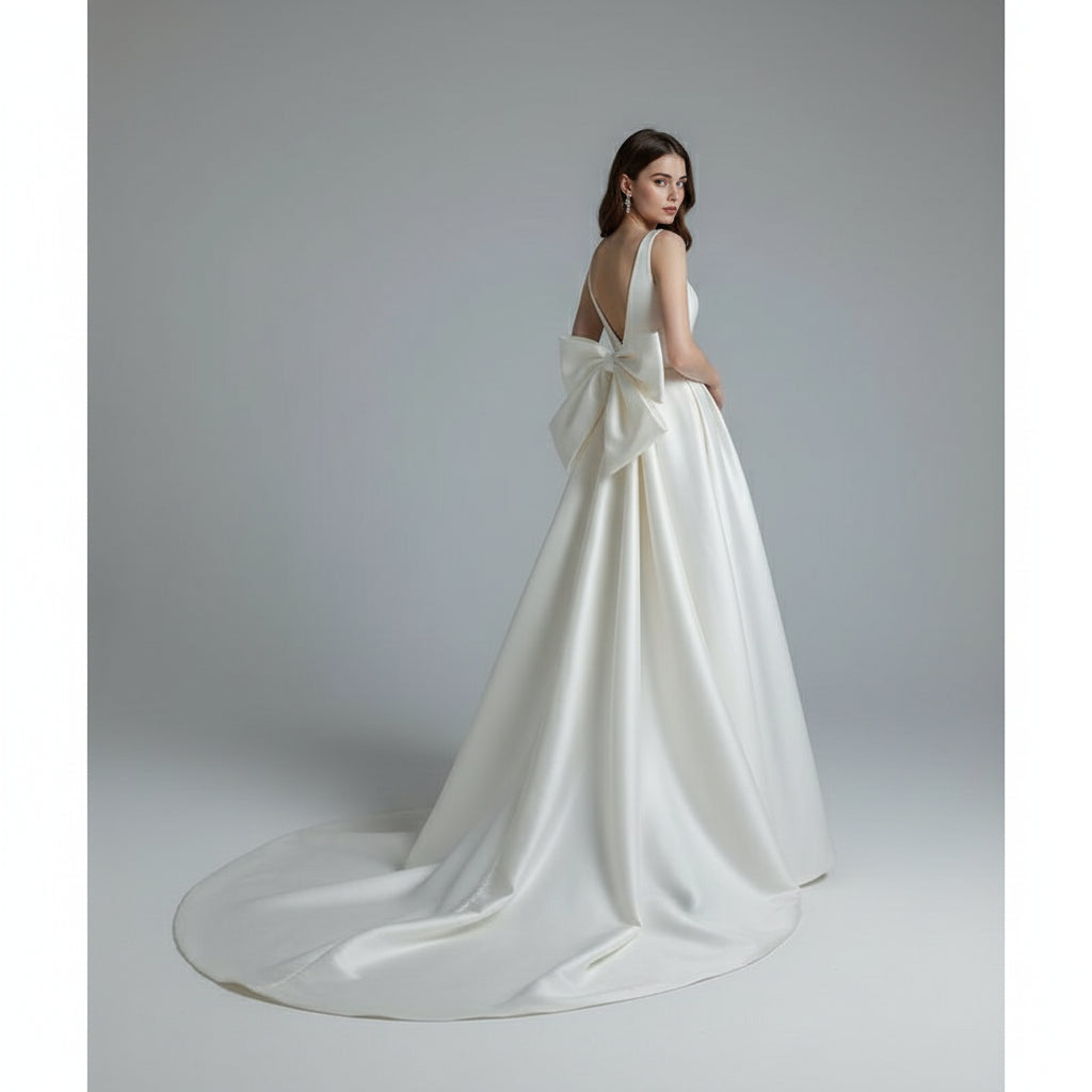 Big Bow Court train Robe De Mariee Wedding Dresses