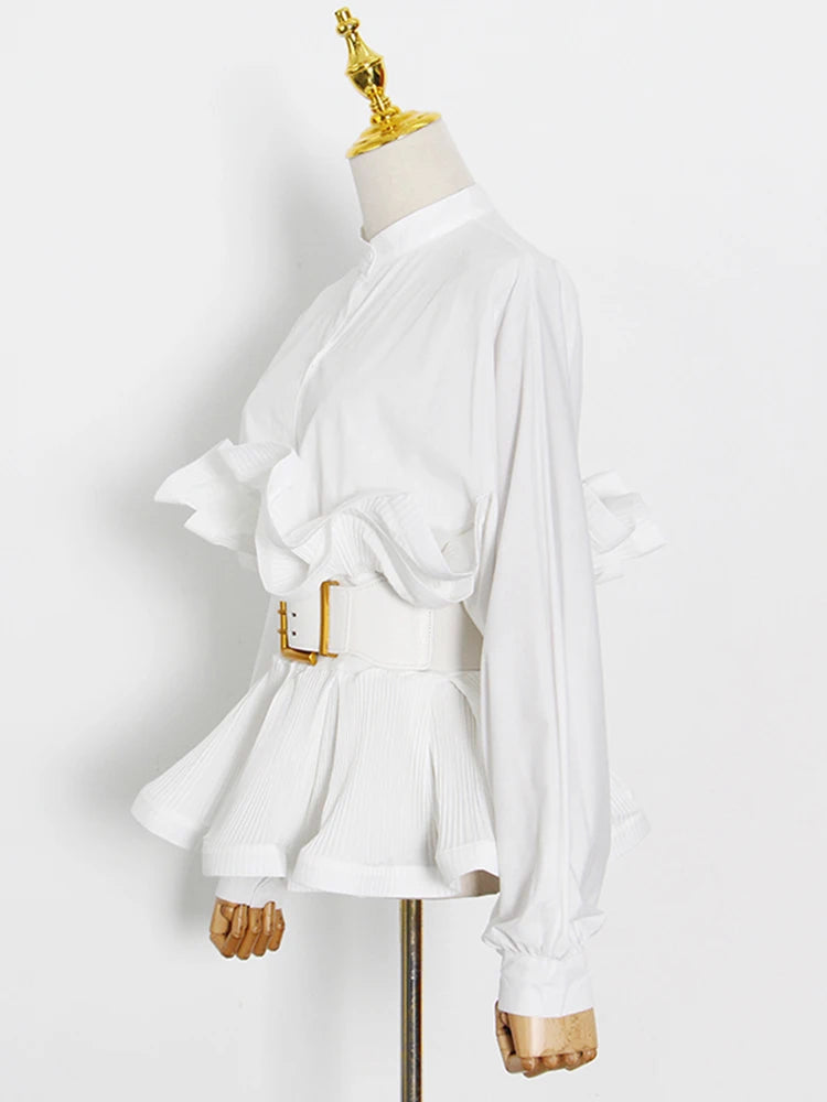 Tunic Spliced Ruffle Blouse