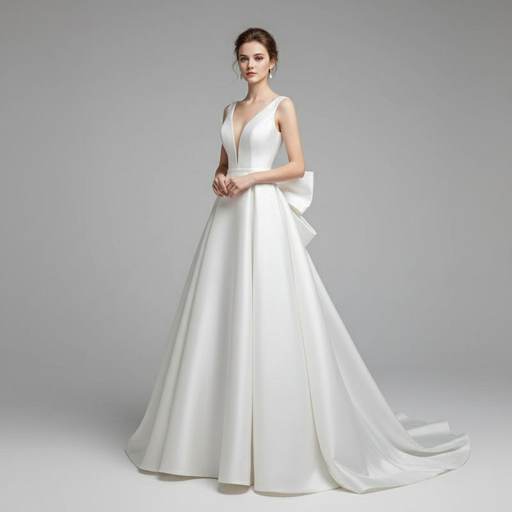 Big Bow Court train Robe De Mariee Wedding Dresses